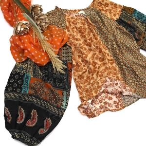 New Easel Bohemian Floral Patchwork Blouse Sz L